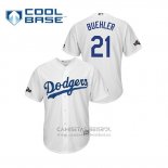 Camiseta Beisbol Hombre Los Angeles Dodgers Walker Buehler 2019 Postemporada Cool Base Blanco