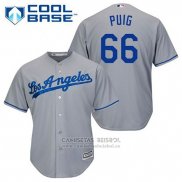 Camiseta Beisbol Hombre Los Angeles Dodgers Yasiel Puig 66 Gris Cool Base