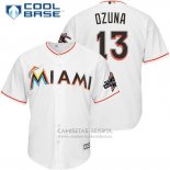 Camiseta Beisbol Hombre Miami Marlins 13 Marchell Ozuna Blanco 2017 Cool Base