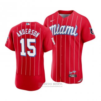 Camiseta Beisbol Hombre Miami Marlins Brian Anderson 2021 City Connect Autentico Rojo