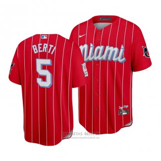 Camiseta Beisbol Hombre Miami Marlins Jon Berti 2021 City Connect Replica Rojo