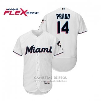 Camiseta Beisbol Hombre Miami Marlins Martin Prado Flex Base Autentico Collection Primera 2019 Blanco