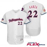 Camiseta Beisbol Hombre Milwaukee Brewers 2017 Estrellas y Rayas Matt Garza Blanco Flex Base