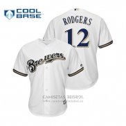 Camiseta Beisbol Hombre Milwaukee Brewers Aaron Rodgers Cool Base Crossover Blanco