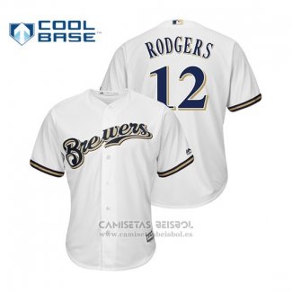 Camiseta Beisbol Hombre Milwaukee Brewers Aaron Rodgers Cool Base Crossover Blanco