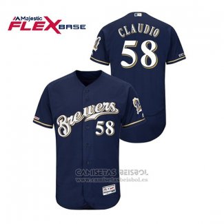 Camiseta Beisbol Hombre Milwaukee Brewers Alex Claudio Autentico Flex Base Azul