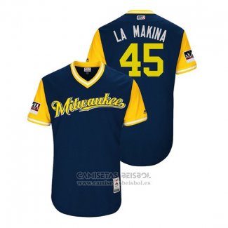 Camiseta Beisbol Hombre Milwaukee Brewers Jhoulys Chacin 2018 LLWS Players Weekend La Makina Azul