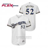 Camiseta Beisbol Hombre Milwaukee Brewers Jimmy Nelson Autentico Flex Base Blanco