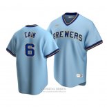 Camiseta Beisbol Hombre Milwaukee Brewers Lorenzo Cain Cooperstown Collection Road Azul