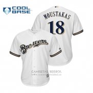 Camiseta Beisbol Hombre Milwaukee Brewers Mike Moustakas Cool Base Primera Blanco
