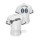 Camiseta Beisbol Hombre Milwaukee Brewers Personalizada 2019 Postemporada Cool Base Blanco