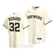 Camiseta Beisbol Hombre Milwaukee Brewers Trevor Richards Replica Crema