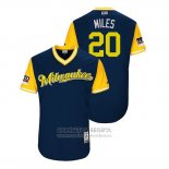 Camiseta Beisbol Hombre Milwaukee Brewers Wade Miley 2018 LLWS Players Weekend Miles Azul