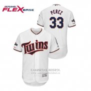 Camiseta Beisbol Hombre Minnesota Twins Martin Perez 2019 Postemporada Flex Base Blanco
