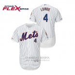 Camiseta Beisbol Hombre New York Mets Jed Lowrie 150th Aniversario Patch Autentico Flex Base Blanco