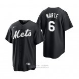 Camiseta Beisbol Hombre New York Mets Starling Marte Replica Negro Blanco