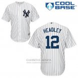 Camiseta Beisbol Hombre New York Yankees Chase Headley 12 Blanco Primera Cool Base