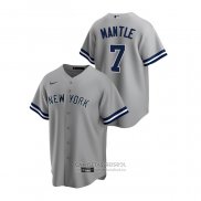Camiseta Beisbol Hombre New York Yankees Mickey Mantle Replica Road Gris