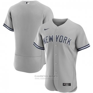 Camiseta Beisbol Hombre New York Yankees Road Autentico Gris