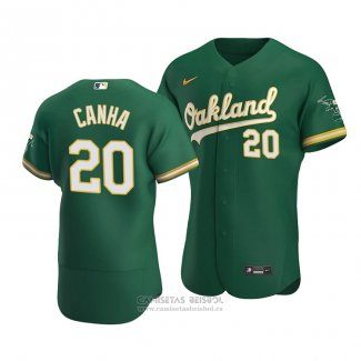 Camiseta Beisbol Hombre Oakland Athletics Mark Canha Kelly Autentico Alterno Verde