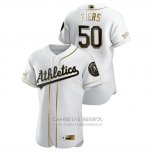 Camiseta Beisbol Hombre Oakland Athletics Mike Fiers Golden Edition Autentico Blanco