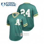 Camiseta Beisbol Hombre Oakland Athletics Rickey Henderson Cooperstown Collezione Mesh Batting Practice Verde