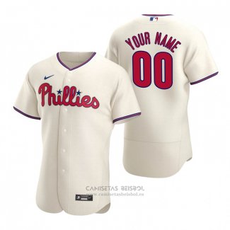 Camiseta Beisbol Hombre Philadelphia Phillies Personalizada Autentico 2020 Alterno Crema