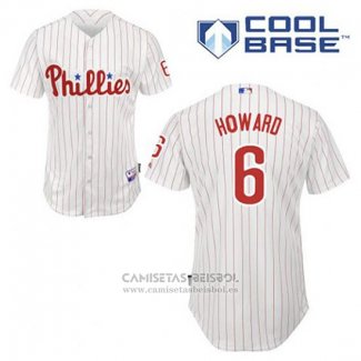 Camiseta Beisbol Hombre Philadelphia Phillies Ryan Howard 6 Blanco Primera Cool Base