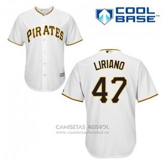 Camiseta Beisbol Hombre Pittsburgh Pirates Francisco Liriano 47 Blanco Primera Cool Base