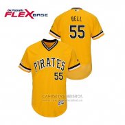 Camiseta Beisbol Hombre Pittsburgh Pirates Josh Bell 150th Aniversario Patch Autentico Flex Base Amarillo