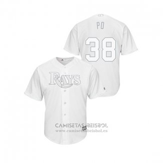 Camiseta Beisbol Hombre Tampa Bay Rays Colin Poche 2019 Players Weekend Replica Blanco