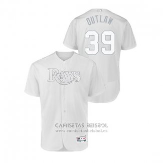 Camiseta Beisbol Hombre Tampa Bay Rays Kevin Kiermaier 2019 Players Weekend Autentico Blanco