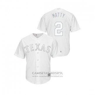 Camiseta Beisbol Hombre Texas Rangers Jeff Mathis 2019 Players Weekend Replica Blanco