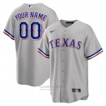 Camiseta Beisbol Hombre Texas Rangers Road Personalizada Replica Gris