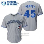 Camiseta Beisbol Hombre Toronto Blue Jays Dalton Pompey 45 Gris Cool Base