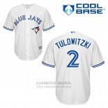 Camiseta Beisbol Hombre Toronto Blue Jays Troy Tulowitzki 2 Blanco Primera Cool Base