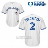 Camiseta Beisbol Hombre Toronto Blue Jays Troy Tulowitzki 2 Blanco Primera Cool Base