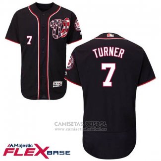 Camiseta Beisbol Hombre Washington Nationals 7 Trea Turner Azul Flex Base