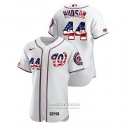 Camiseta Beisbol Hombre Washington Nationals Daniel Hudson 2020 Stars & Stripes 4th of July Blanco
