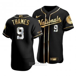 Camiseta Beisbol Hombre Washington Nationals Eric Thames Golden Edition Autentico Negro Oro