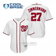 Camiseta Beisbol Hombre Washington Nationals Jordan Zimmermann 27 Blanco Primera Cool Base