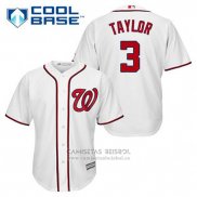 Camiseta Beisbol Hombre Washington Nationals Michael Taylor 3 Blanco Primera Cool Base