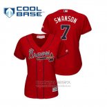 Camiseta Beisbol Mujer Atlanta Braves Dansby Swanson Cool Base Alterno 2019 Rojo
