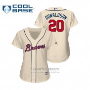 Camiseta Beisbol Mujer Atlanta Braves Josh Donaldson Cool Base Replica Crema