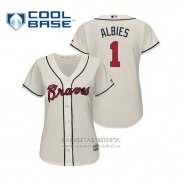 Camiseta Beisbol Mujer Atlanta Braves Ozzie Albies Cool Base Alterno 2019 Crema