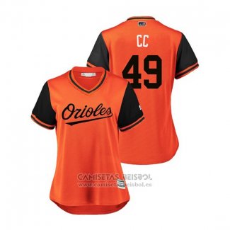 Camiseta Beisbol Mujer Baltimore Orioles Cody Carroll 2018 LLWS Players Weekend Cc Orange