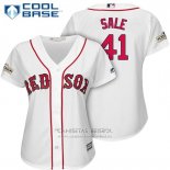 Camiseta Beisbol Mujer Boston Red Sox 2017 Postemporada 41 Chris Sale Blanco Cool Base