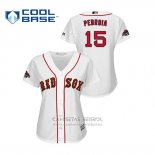 Camiseta Beisbol Mujer Boston Red Sox Dustin Pedroia 2019 Gold Program Cool Base Blanco