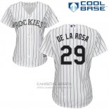 Camiseta Beisbol Mujer Colorado Rockies Jorge De La Rosa 29 Blanco Autentico Collection Cool Base