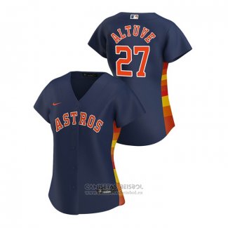 Camiseta Beisbol Mujer Houston Astros Jose Altuve 2020 Replica Alterno Azul